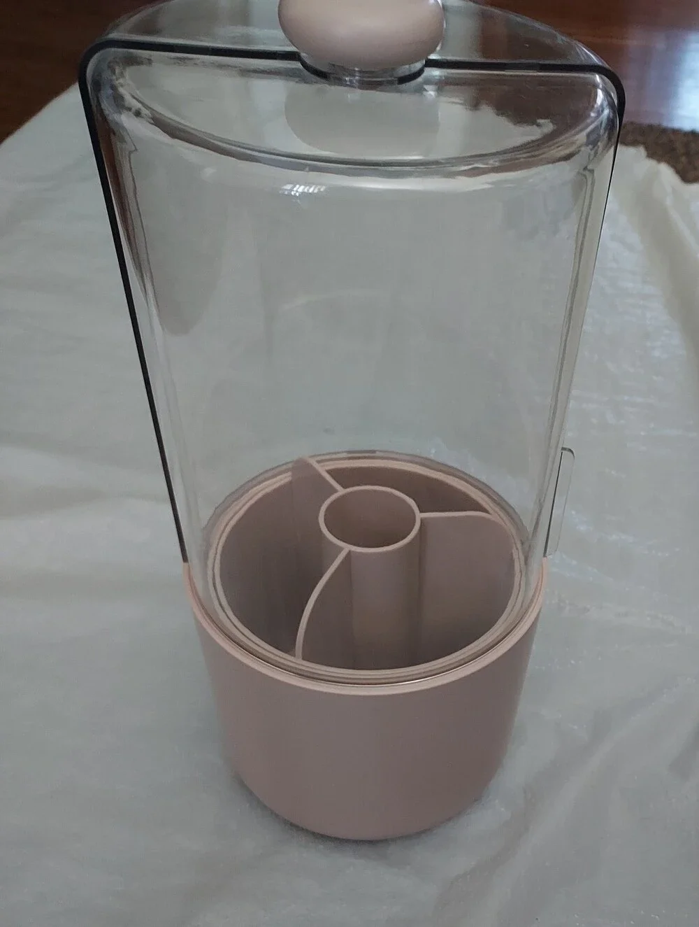 Clear Acrylic Cosmetic Organizer with Light Pink Base